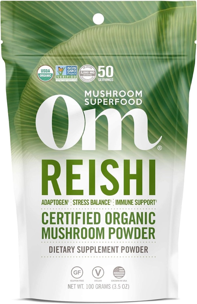 OM MUSHROOM SFOOD Reishi Organic Mushroom Toz, 3.5 Ounce, 50 Hizmet, Adaptogen, Stres ve Immune Support, Superfood Mushroom Supplement