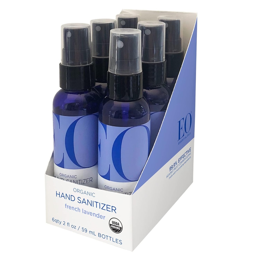 EO Organik Hand Sanitizer spreyi: Fransız Lavender, 2 Ounce, 6 Kont