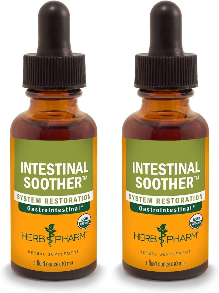 Herb Pharm sertifikalı Organik Intestinal Soother Liquid Herbal Formula Turmeric Extract - 1 Ounce (FIS01) (Pack of 2)