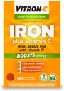 Vitron-C High Potency Iron Dietary Supplement – Iron Plus Vitamin C, Boosts Energy, Gentle on The Digestive System, 60 Coated Tablets, 65 mg Elemental Iron (Pack of 7)