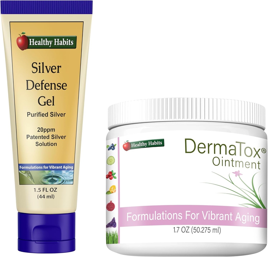 Sağlıklı Alışkanlıklar Skincare Sche - 1.7oz DermaTox Ointment ve 1.5 oz Silver Defense Gel - Tüm Doğal, Tüm Amaç, Güvenli ve Etkili Cilt Nourishment