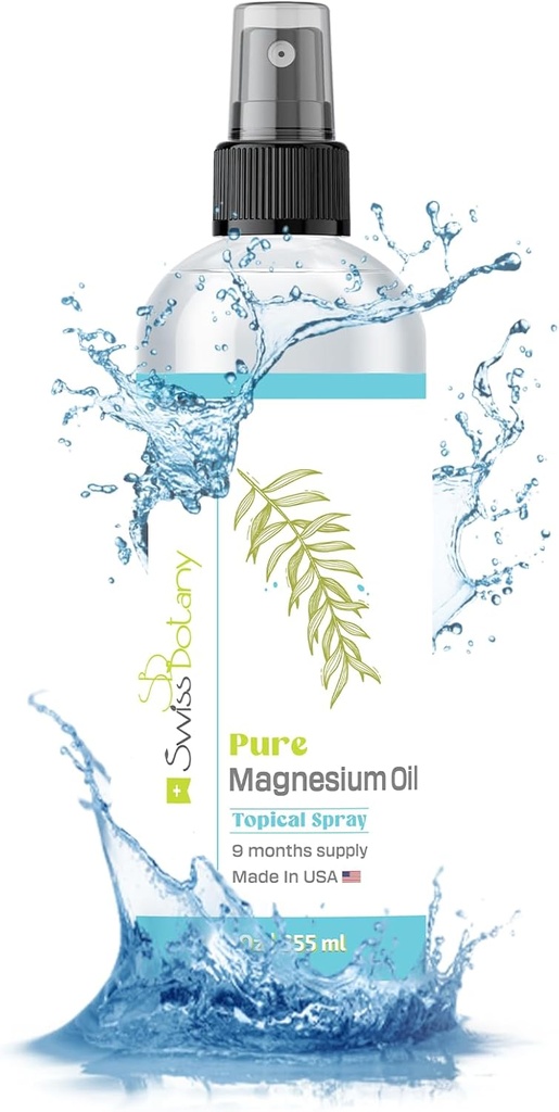 Saf Magnezyum Yağı - Ayaklar için Magnezyum yapıştırıcısı - 12 fl oz (Son 9 Ay) - USP Grade Organik Topical Magnezyum - Doğal Kaynaklar - eBook dahil - ABD'de Made in USA