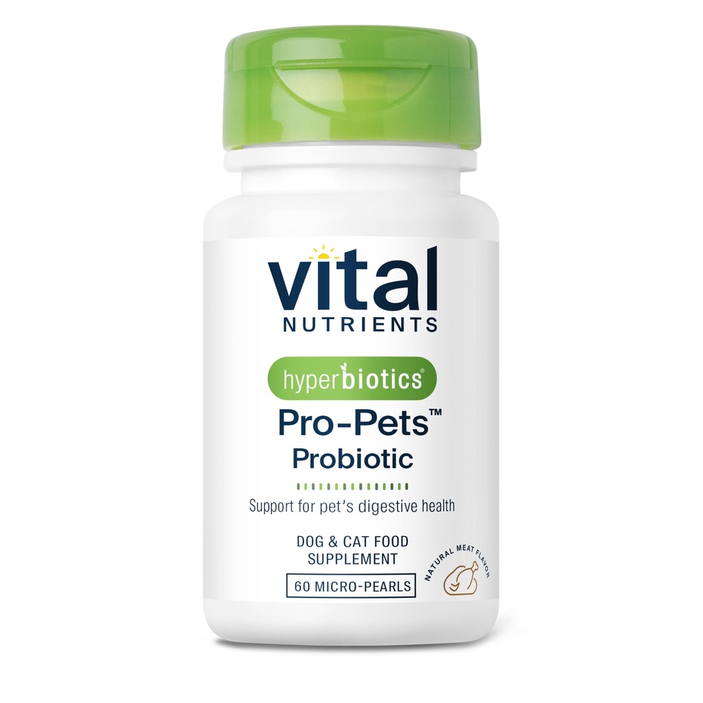 Vital Nutrients Hayvanlar ve Kediler için Probiyotikler | Köpek Probiyotikleri Digestive Health, Gut Health, Occasional Diarrhea* | Tasty Meat Flavor | Non-GMO | Hyperbiyotikler | 60 Micro Tabletler