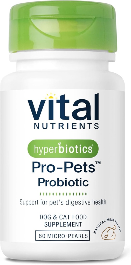 Vital Nutrients Hayvanlar ve Kediler için Probiyotikler | Köpek Probiyotikleri Digestive Health, Gut Health, Occasional Diarrhea* | Tasty Meat Flavor | Non-GMO | Hyperbiyotikler | 60 Micro Tabletler