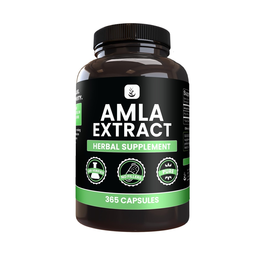 PURE ORIGINAL INGREDIENTS Amla Extract (365 Capsules) No Magnezyum Or Rice Fillers, Always Pure, Lab TY