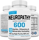 Neuropati 600 mg HP-99 Alfa Lipoic Asit ile Supplement - ALA Nerve Foot Hands Fingers Legs - 18 in 1 Natural Peripheral Nerve Vitaminleri - 120 Capsules