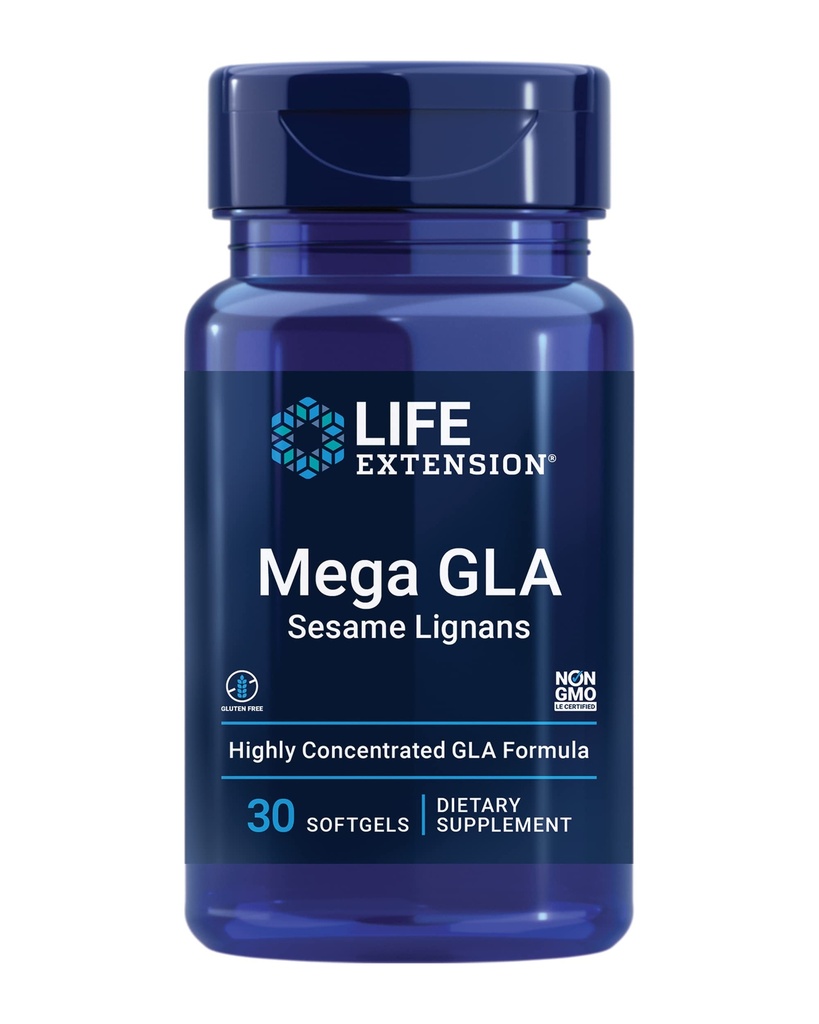 Life Extension Mega GLA Sesame Lignans, Omega-6 Fatty asitleri sağlıklı bir enflamatuar yanıt, Gluten Free, Non-GMO, 30 softgels