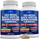 NEW AGE Sea Moss Capsules Black Seed Oil Ashwagandha Turmeric Bladderwrack Burdock - Manuka, Honey Dandelion, ACV Black Pepper Gluten Free