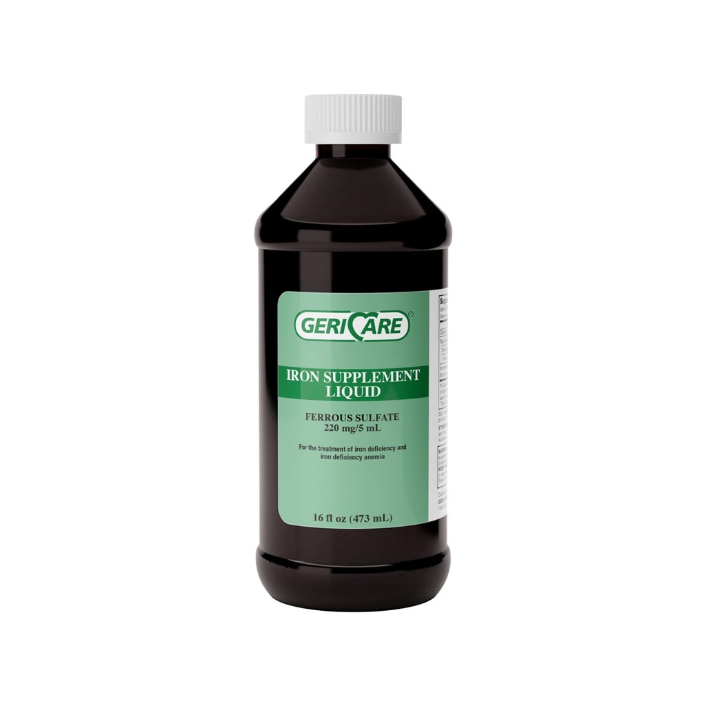 GeriCare 220 Yüksek Potency Liquid Iron Supplement | Yetişkinler için Sıvı Demir | Anemia ve Iron Deficiency | 220 mg of Iron Per 5mL Dose. (Paket 1)
