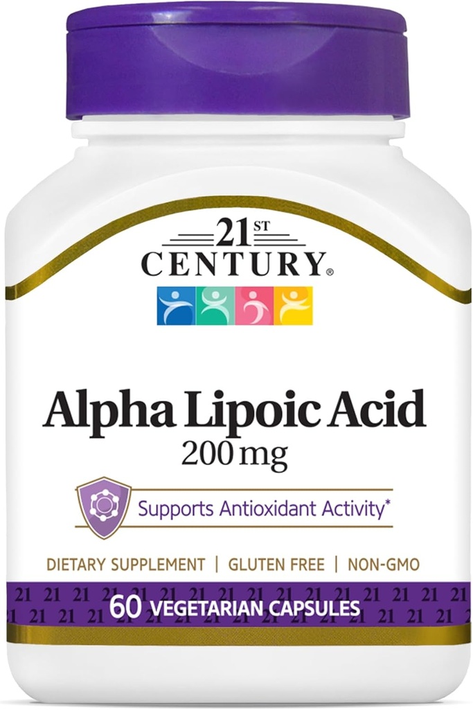 21. Yüzyıl Sağlık Alfa Lipoic Asit 200 mg, 60 Kont Vegetarian Capsules