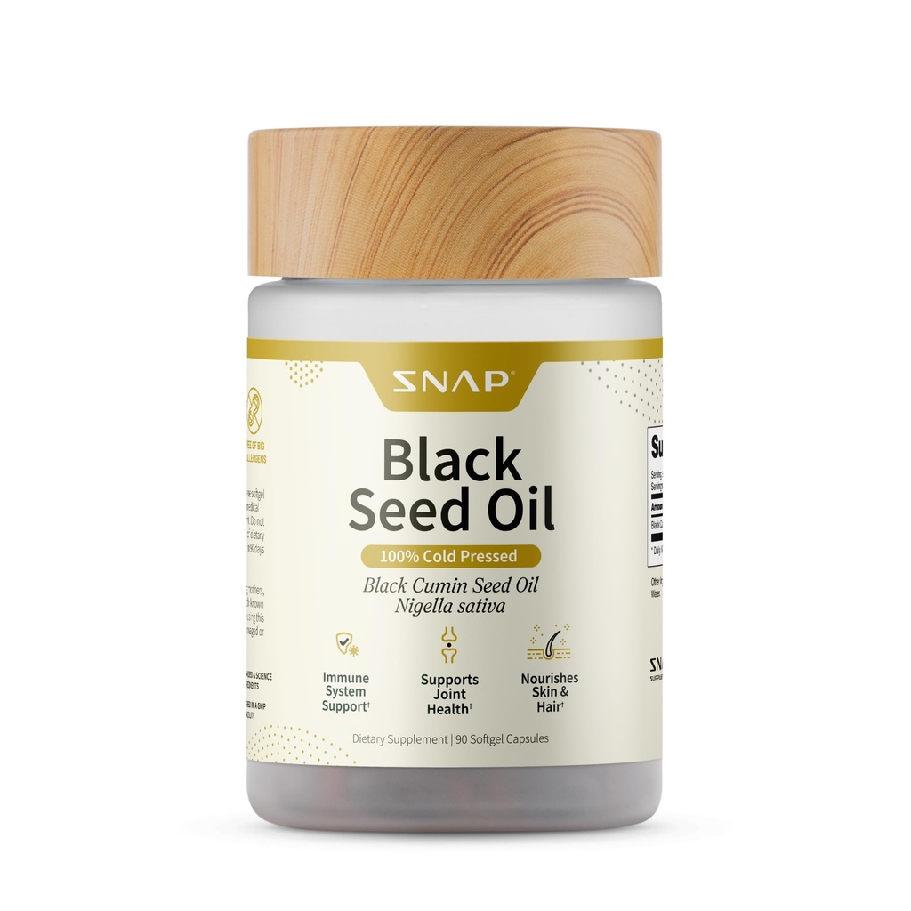 Snap Supplements Black Seed Oil Capsules – 100% Cold Pressed Organic Nigella Sativa – Destekler Immune Health, Detox, Skin, Hair, Commons & General Wellness – 90 Softgels & General Wellness – 90 Softgels