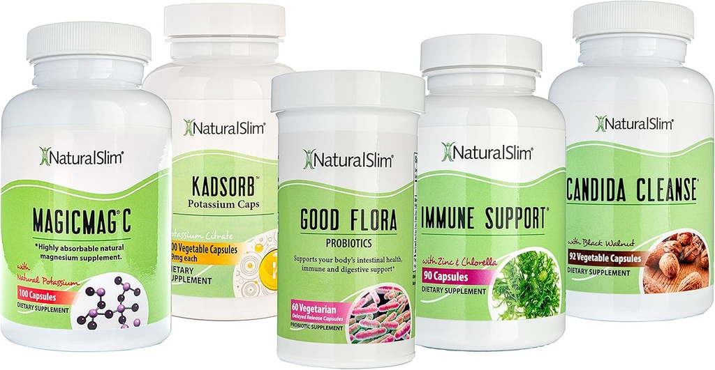 NaturalSlim Superb Sche for Cleansing – Candiseptic Kit, MagicMag C ve Kadsorb Supplements | Better Digestion, Immune System & Kidney Support | Vegan, Frank Suarez tarafından formüle edilmiş