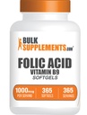 BulkSupplements.com Folic Acid Softgels - Vitamin B9, Folic Acid 1000 mcg, Folate Supplement - Gluten Free, 1 Softgel in 1)