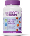 SmartyPants Toddler Multivitamin Gummies: Omega 3 Fish Oil (EPA/DHA), D3, C, Vitamin B12, B6, A, K & çinko, Biotin, Beta Carotene, Gluten Free, Three Fruit Flavors, 70 Count 23 Day Supply)