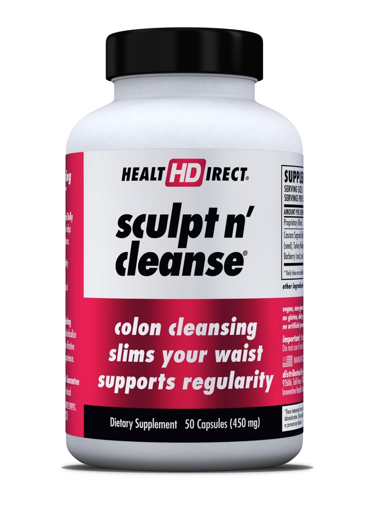 ΥΓΕΙΑ DIRECT Sculpt n' Cleanse - Βότανο καθαρισμού του παχέος εντέρου για Digestive Υγεία & Κανονικότητα - Natural Detox & Gut Flush συμπλήρωμα - 50 κάψουλες λαχανικά