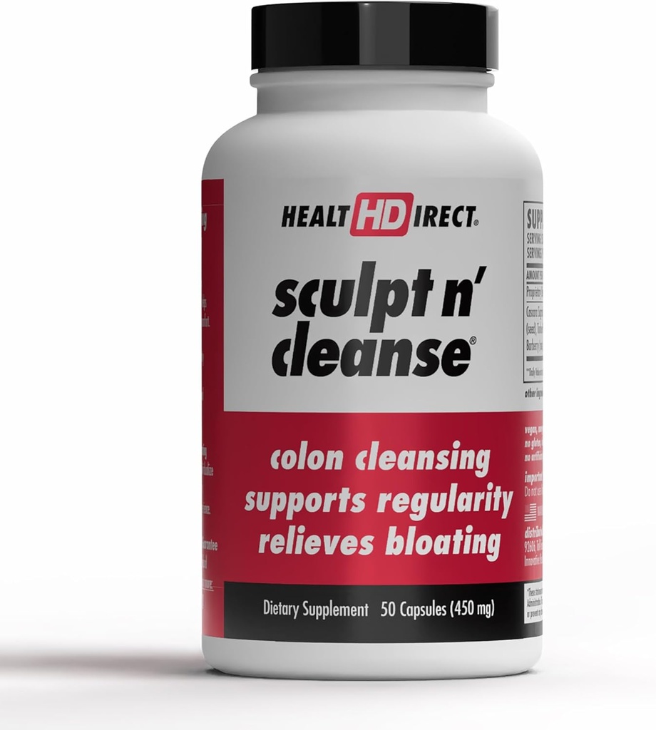 SAĞLI Sculpt n' Cleanse - Herbal Colon Digestive Health & Regularity - Natural Detox & Gut Flush Supplement - 50 Veggie Capsules