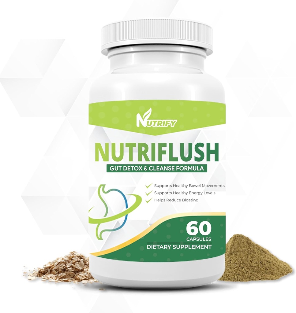 NutriFlush - Powerful Colon Support & Gut Cleanse Formula, High Absorption, GMO Free, Made in USA