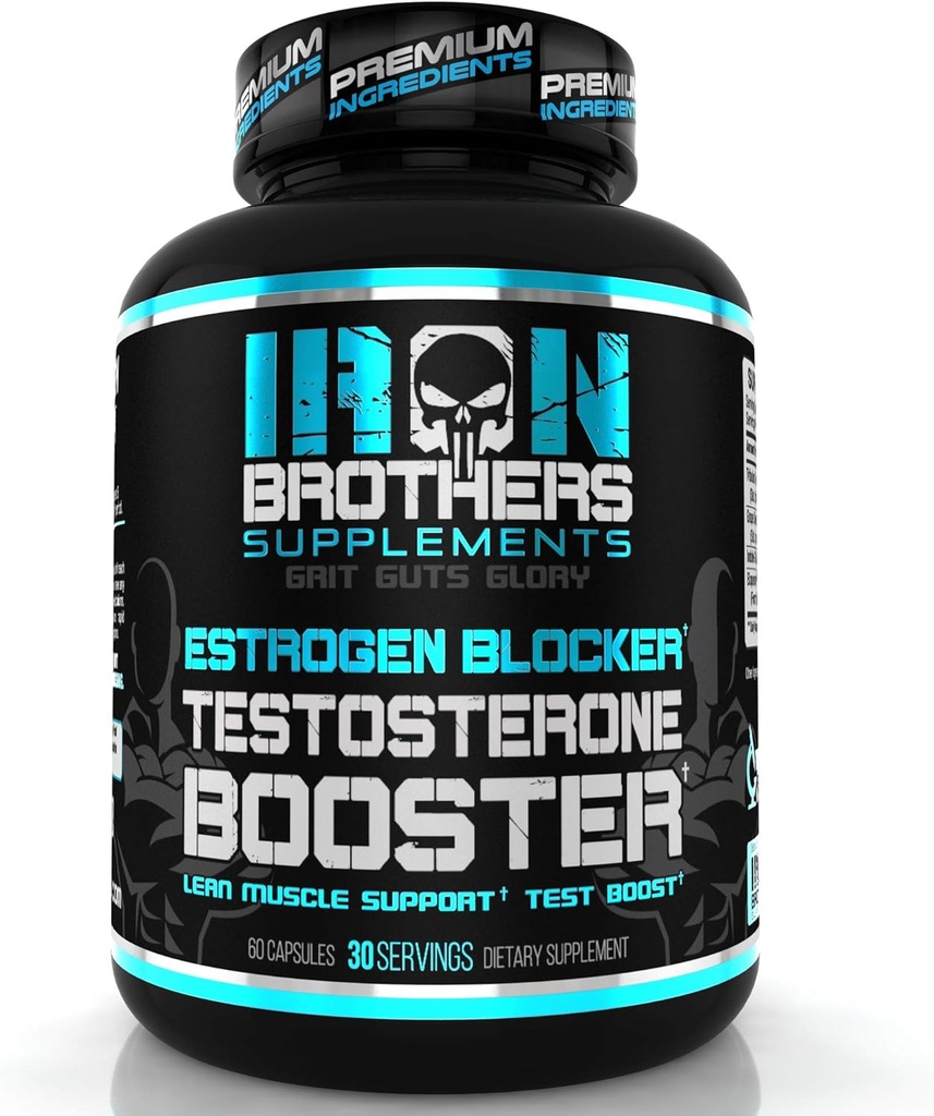 Demir Kardeşi Estrogen Blocker ile Erkekler için testosteron ATM - Anti-Estrogen Diyeter Supplements - Grape Seed & Tribulus Terrestris - 60 Capsules Paket - Kas Büyüme Boost - 30 gün