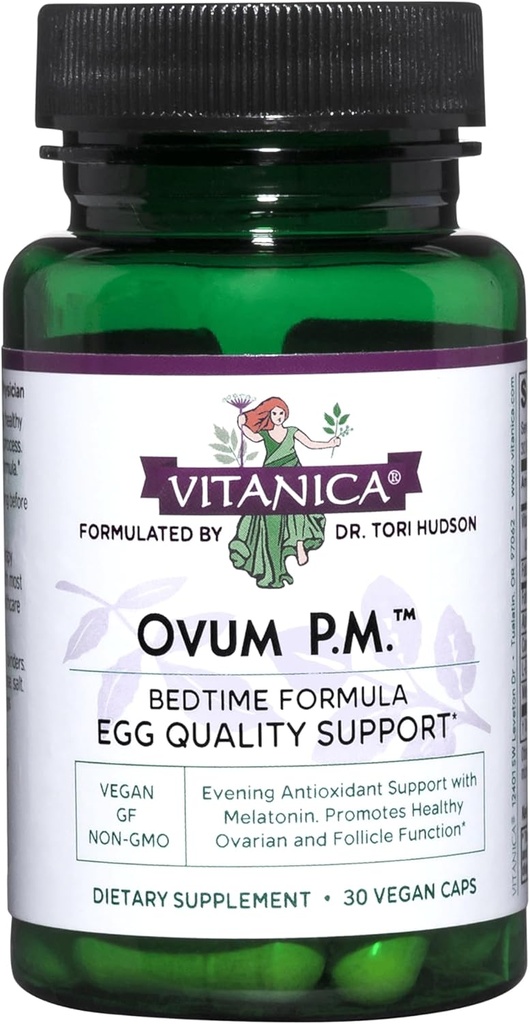 Vitanica Ovum P.M. - Υποστήριξη της Ποιότητας των Αυγών με Βιταμίνη D3, Alpha Lipoic Acid & Melatonin - Works Best with Ovum A.M. - Βότανο Συμπλήρωμα Διατροφής για την Υγεία των Γυναικών - Lady - 30 Vegan Caps