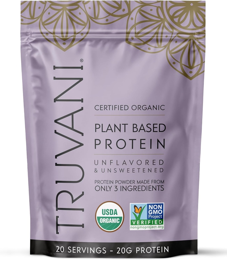 Truvani Vegan Pea Protein Toz | Unflavored | 20g Organik Bitki Temel Protein | 20 Hizmet | Keto | Gluten & Dairy Free | Low Carb | No Ek Olmayan Şeker
