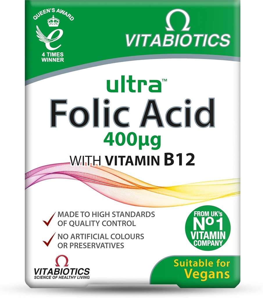 Vitabiyotiks Ultra Folic Acid 400ug with Vitamin B12. 60 Tablets