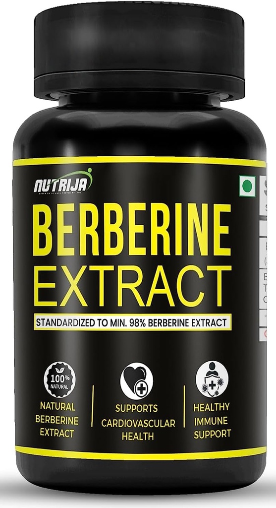 Berberine Ekstraksiyon 500 mg Capsules | Standardized to min 98 Berberine Extract | Natural Berberine Extract Highly Purified & Bio available (120 Capsules)