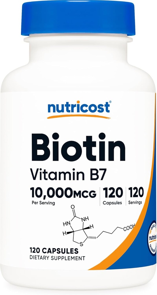 Nutricost Biotin (Vitamin B7) 10.00006 (10 mg), 120 Capsules - Vegan, Gluten Free, Non-GMO
