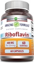 Amazing Formulas Riboflavin (Vitamin B2) Tamam | Servis başına 400 Mg | 60 Capsules | Non-GMO | Gluten-Free | Made in USA
