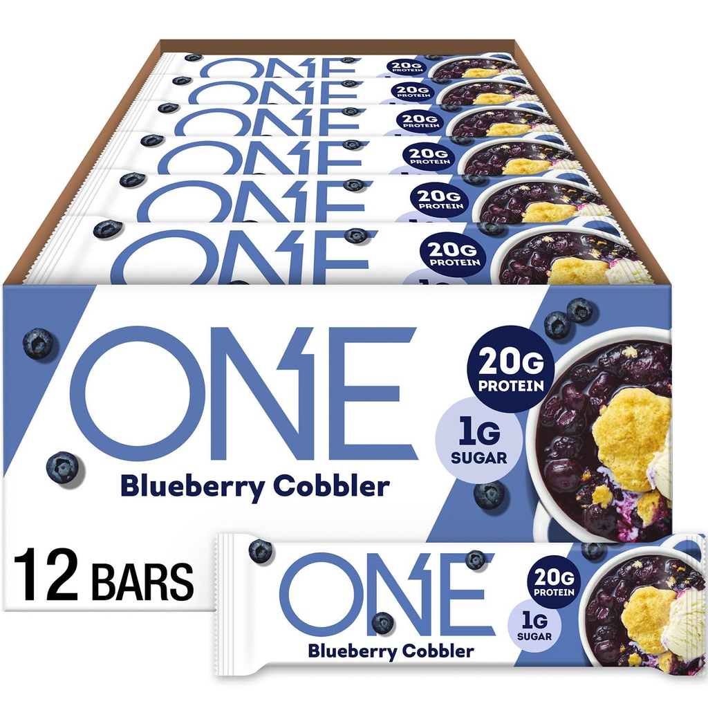 BİR Protein Barları, Blueberry Cobbler, Gluten 20g protein ve 1g Sugar, Pantry Staples, 2.12 oz (12 Count)