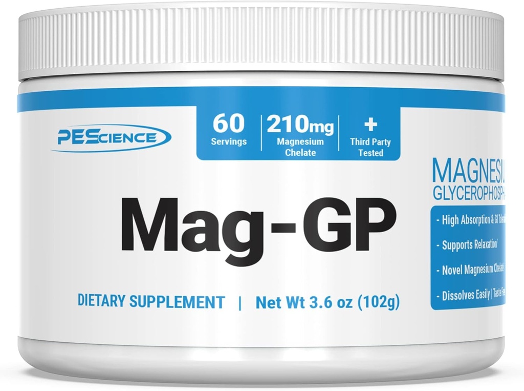 PEScience Mag-GP, Μαγνήσιο Glycerophosphate Χηλική σκόνη, 60 σέρβις, υψηλή απορρόφηση, βελτιωμένος ύπνος, ηρεμία, ανακούφιση από το στρες & υποστήριξη για άνδρες & γυναίκες