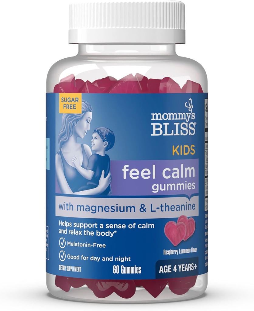 Anne'nin Bliss Çocukları Calm Gummies'i Hissediyor, Calm ve Rahatlamanın Bir Şeyini Destekle, Magnezyum, L-theanine, Sugar Free Raspberry Lemonade Flavor, Age 4+, 60 Gummies