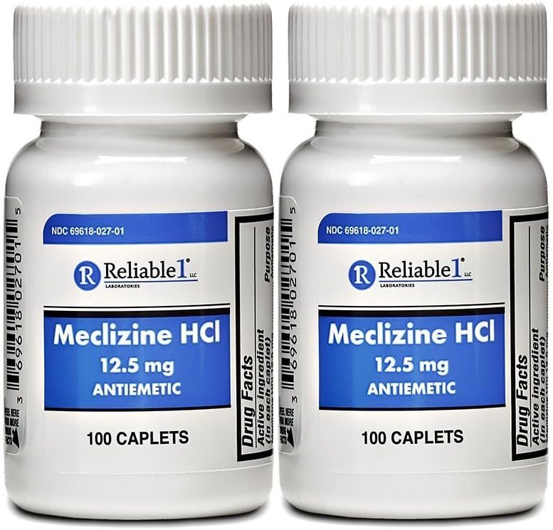 Meclizine 12.5 mg Antiemetic, Hareket Hastalığı 100 Caplets PACK 2