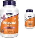 NOW Συμπληρώματα, Ubiquinol 100 mg, Υψηλή βιοδιαθεσιμότητα (The Active Form of CoQ10), 120 Softgels & Συμπληρώματα, L- καρνιτίνη 1.000 mg, Purest Form, Amino Acid, Fitness Support*, 100 δισκία
