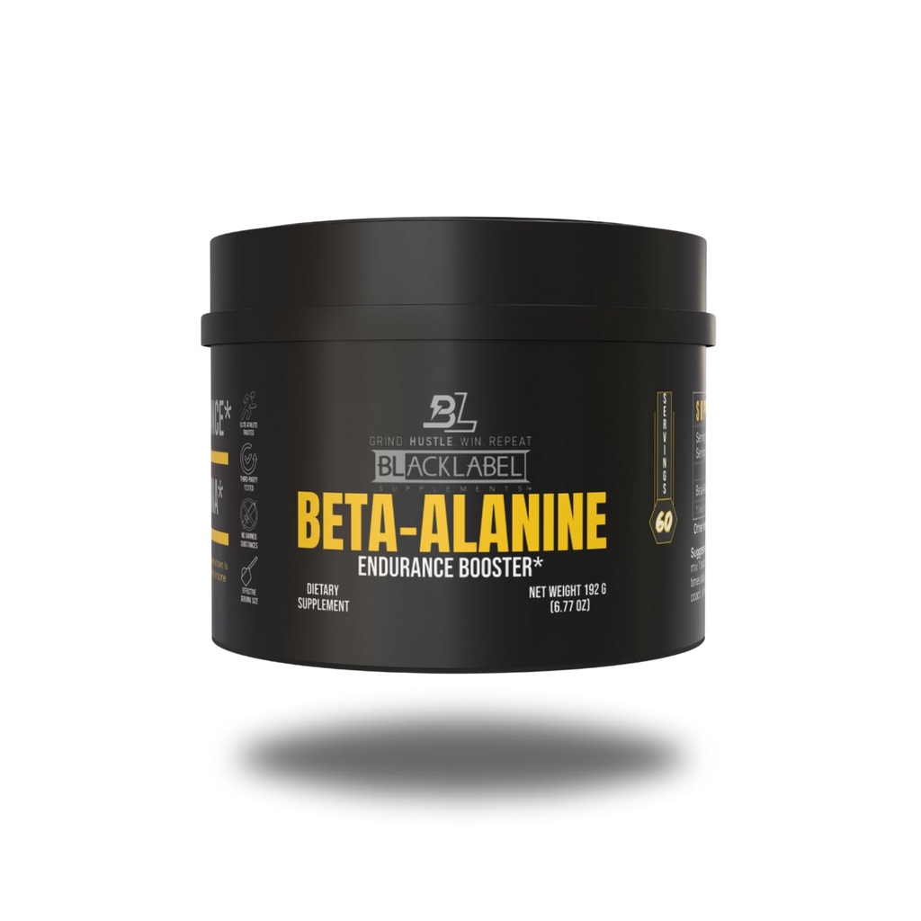BLACKLABEL Συμπληρώματα Beta-Alanine σκόνη, 60 σερβιρίσματος – συμπλήρωμα αμινοξέων χωρίς γεύση για υποστήριξη αντοχής, υψηλής έντασης εκπαίδευση, Sprinting, Crossfit & Sports Performance – Caffeine-Free