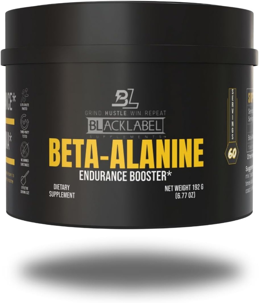BLACKLABEL Supplements Beta-Alanine Toz, 60 Hizmet - Endurance Support, High-Intensity Education, Sprinting, Crossfit & Sports Performance - Caffeine-Free