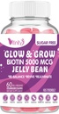 VITINITY Biotin 5000 Mcg Extra Strength Vegetarian (Vitamin B) Sugar-Free Supplement- Supports Healthier Hair & Skin - Women & Men 60 Veggie Sugar-Free Jelly Beans (30 Day Supply)