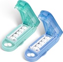 DUBSTAR 2PCS Κοπτικό χαπιών Splitter για μικρά και μικροσκοπικά χάπια, Πολλαπλά κόπτες χαπιών για μικρά ή μεγάλα χαπάκια, Ρυθμιζόμενο Splitter χαπιών με κεντρική συσκευή και λεπίδα φρουρά (μπλε + κυανό)