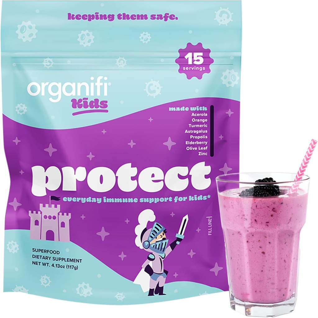 Organiz Çocuklar: Koruma - Yaşlılarla Çocuklara Her Zaman Immune Destek, Acerola Cherry ve çinko - Berry Flavored Immunity Toz - Plant-Based, Vegan, ve No Gluten, Süt veya Soy - 15 Hizmet
