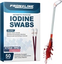 FrontLine Povidone Iodine Swabs, Antiseptic Swabsticks, Iodine Solution, Cleansing Cotton Swab, Bireysel olarak Tıbbi Malzemeler, Yara Bakımı, İlk Yardım, Yara Daha Temiz, 50 Kutu