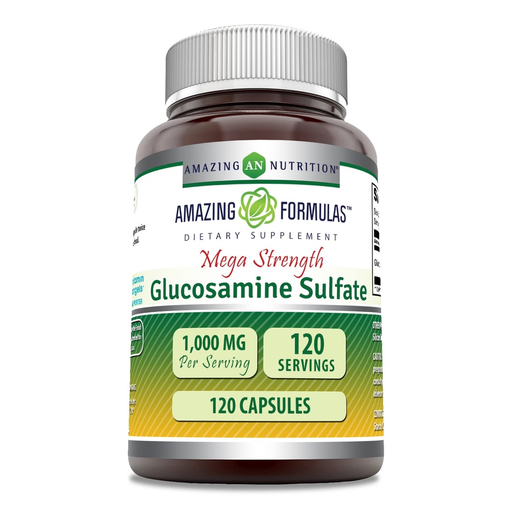 Amazing Formulas Glucosamine Sulfate 1000 mg Capsules Supplement | Non-GMO | Gluten Free | ABD'de (Unflavored)