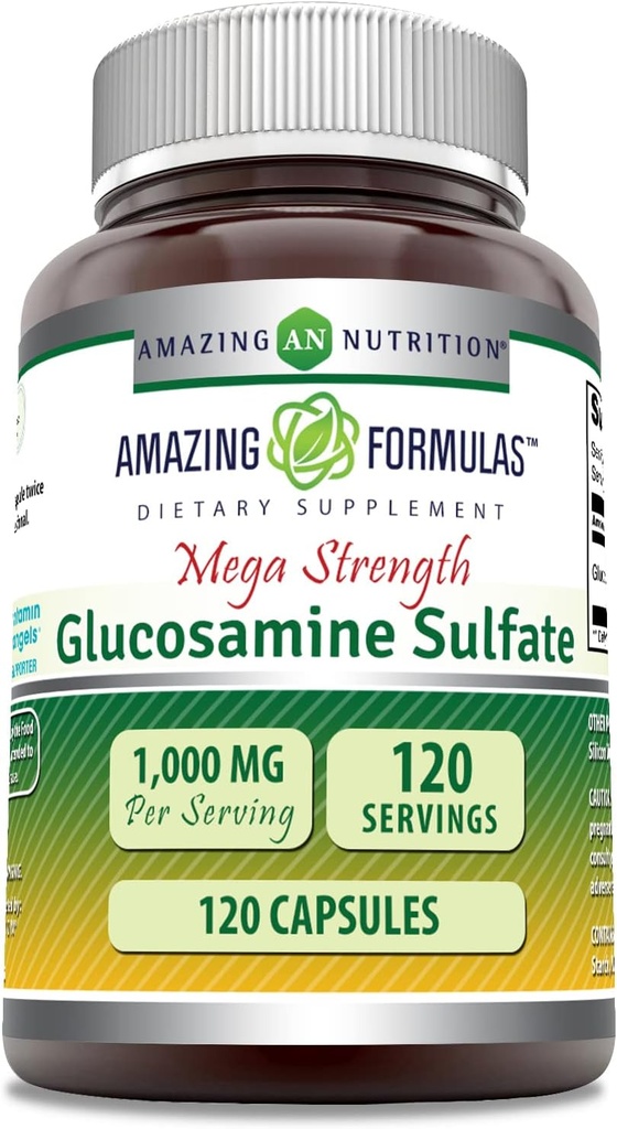 Amazing Formulas Glucosamine Sulfate 1000 mg Capsules Supplement | Non-GMO | Gluten Free | ABD'de (Unflavored)