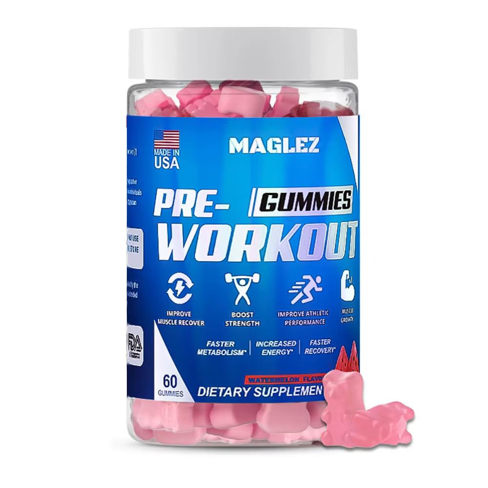 Erkekler ve kadınlar için PreWorkout Gummy with Beta Alanine | Organik Caffeine | Kromium Picolinate | Gluten Ücretsiz, Vegan, enerji, daha hızlı metabolizma ve kurtarma (60 gummy)
