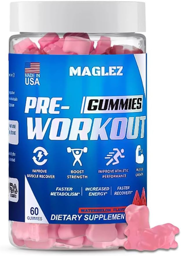 Erkekler ve kadınlar için PreWorkout Gummy with Beta Alanine | Organik Caffeine | Kromium Picolinate | Gluten Ücretsiz, Vegan, enerji, daha hızlı metabolizma ve kurtarma (60 gummy)