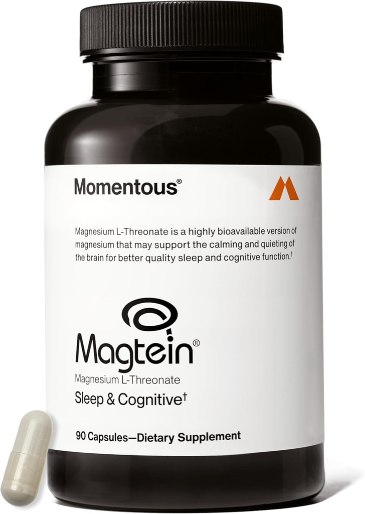 Momentous Magtein Magnezyum L-Threonate - Brain & Rest Support Supplement - Boosts Cognitive Function & Sleep Quality - NSF Spor için sertifikalı -145 mg - 30 Hizmet