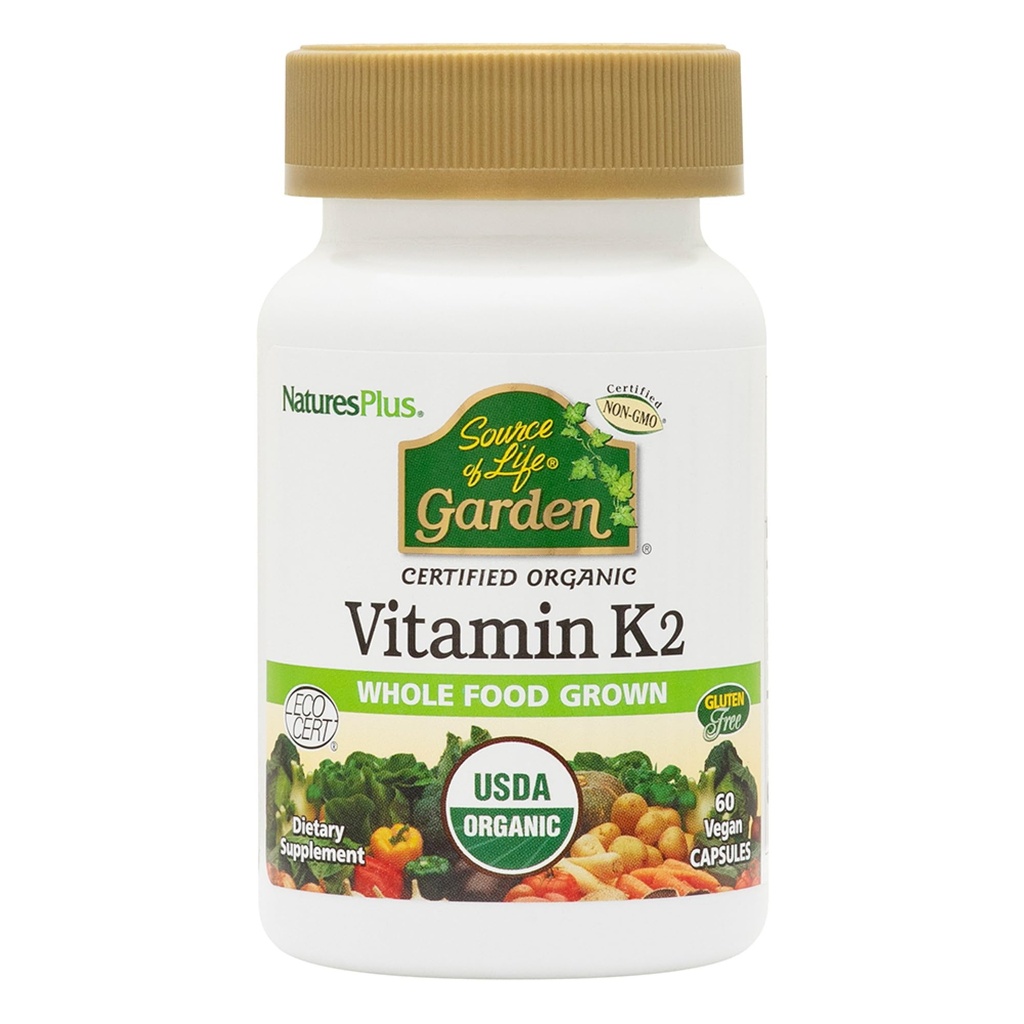 NaturesPlus Life Garden K2-60 Vegan Capsules, 2 - Bone Support - sertifikalı Organik, Non-GMO, Gluten Free - 120 Toplam Hizmetler