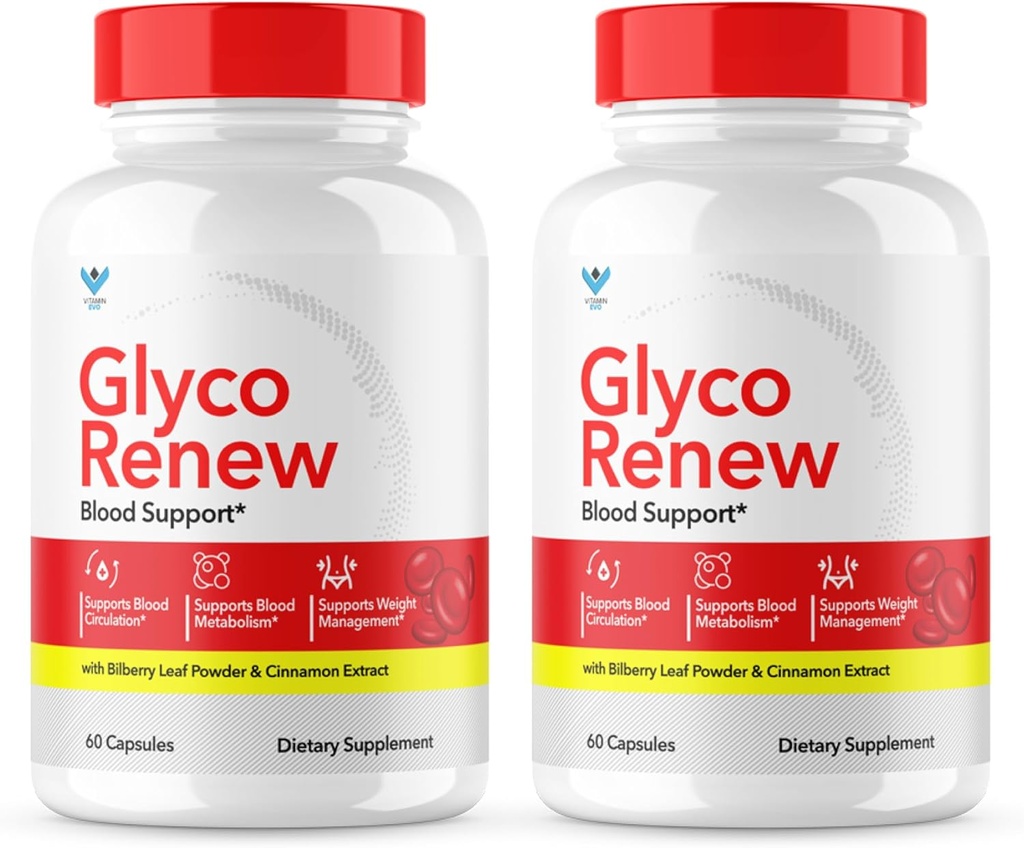 (2 Pack) Glyco Renew Blood Support Supplement - Glyco Renew Pills Original Formula Glycogen Clean Advanced Extra Strength, Glycol Renewal Capsules Renewed Natural Materialss (120 Capsules)