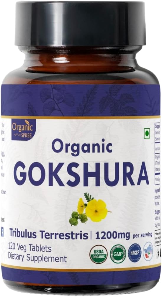 Gokshura 120 Tabletler | Tribulus Terrestris (Gokshura) | USDA Organik sertifikalı| Destekler Immunity and Strength | Organic and Natural 120tabris