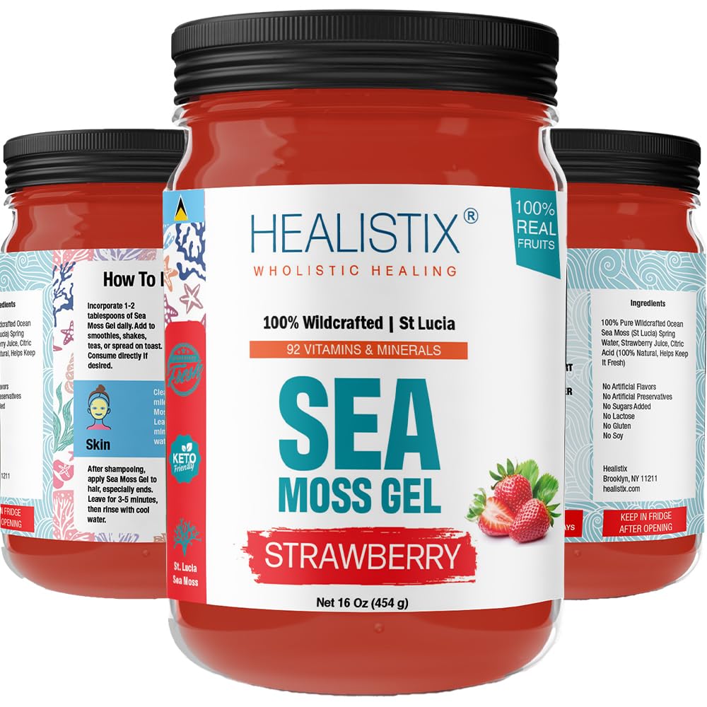 HX Strawberry Sea Moss Gel 16 Oz - Αγία Λουκία Wildcraft Seamoss Gel