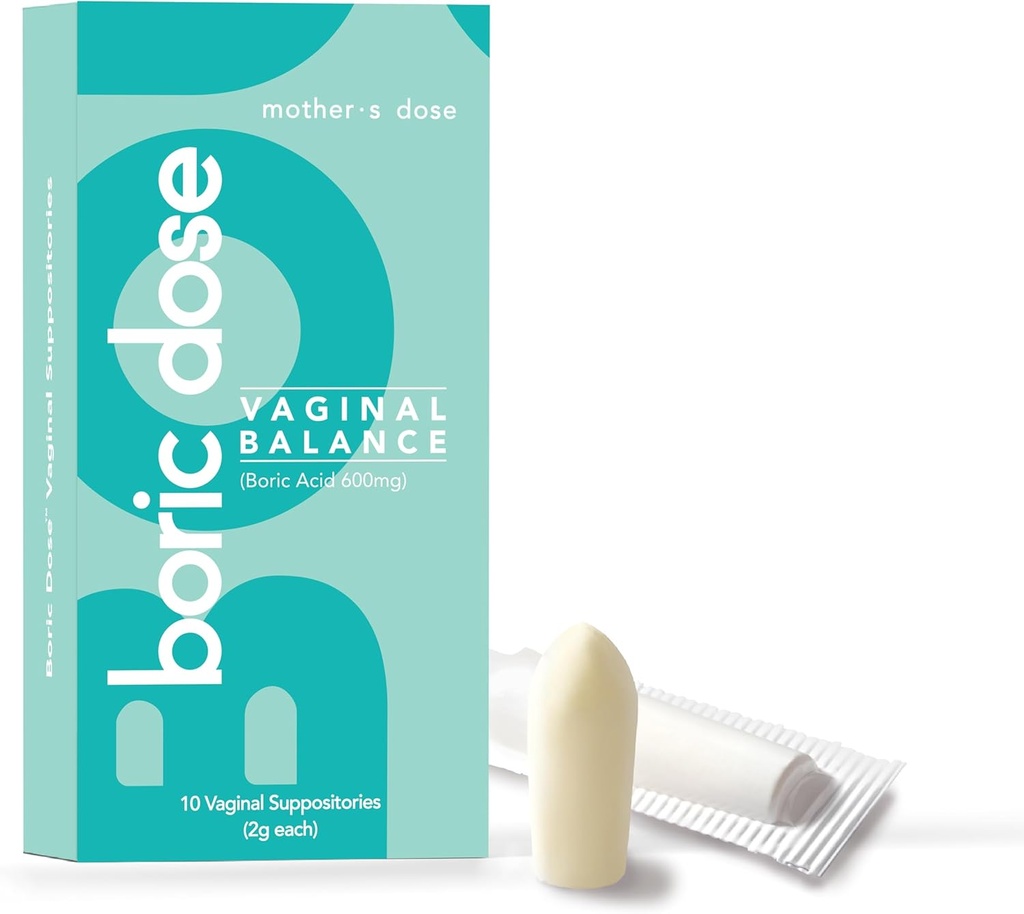 Mothers Dose Boric Acid Suppositories - Maintains and Balances Healthy Vaginal pH, Manages Odor, Hydrates, & Moisturizes. USA Made with Added Cocoa Butter and Coconut Oil
