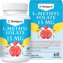 15mg L Methylfolate (5- MTHF) - Ενεργό Φολικό Οξύ Εμπλουτισμένο με Βιταμίνες Β6 και Β12-60 Καψάκια Χορτοφαγικής - Μη ΓΤΟ, Χωρίς Γλουτένη